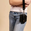 Black Luxe Wristlet With Double Pouches For Essentials