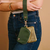 Evergreen Gold Luxe Wristlet With Double Pouches