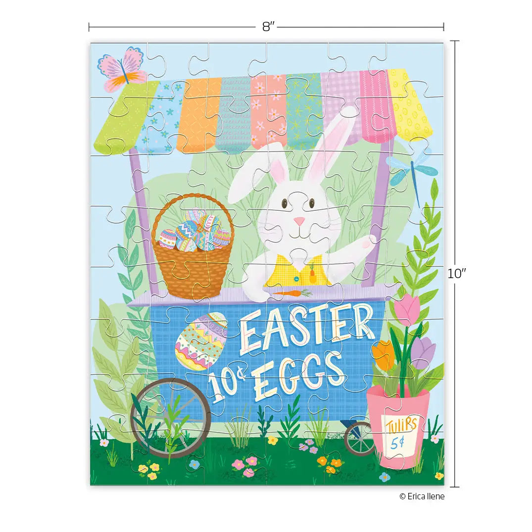 Easter-themed puzzle with a bunny and basket design