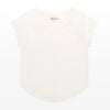 White t-shirt with 'TENLY' branding and cap sleeves