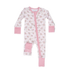 Floral baby footie with pink accents