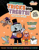 Halloween-themed activity book with characters and text on a black and orange background