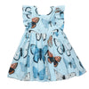 Blue dress with butterfly print