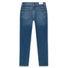 Blue jeans on a light gray background