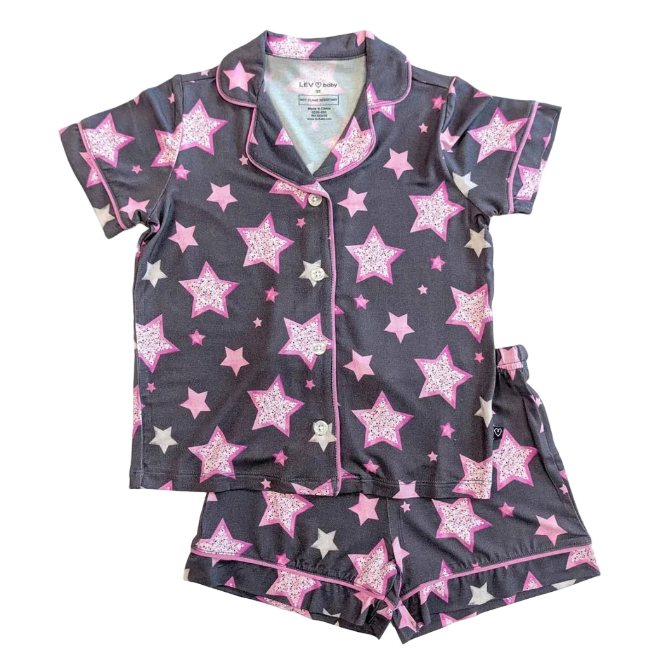 Girls pajama set with star pattern