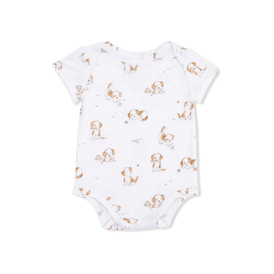 White onesie with puppy print 
