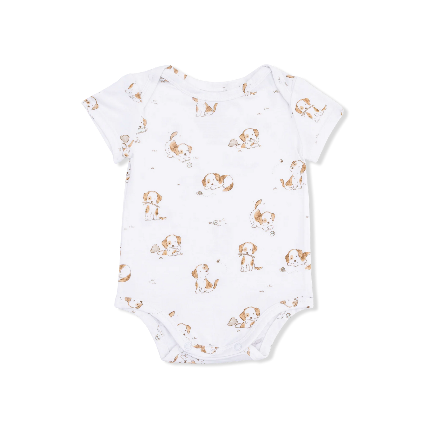 White onesie with puppy print 