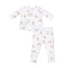 Baby's pajama set with brown and white dog pattern 