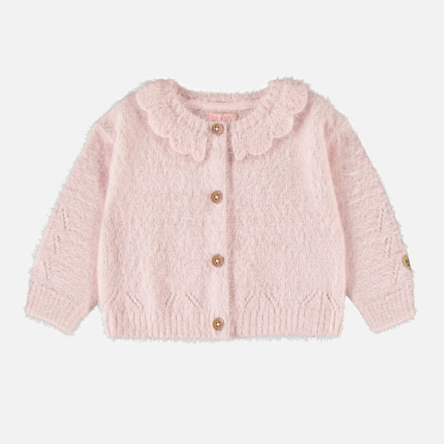 Light Pink Ruffle Collar Cardigan