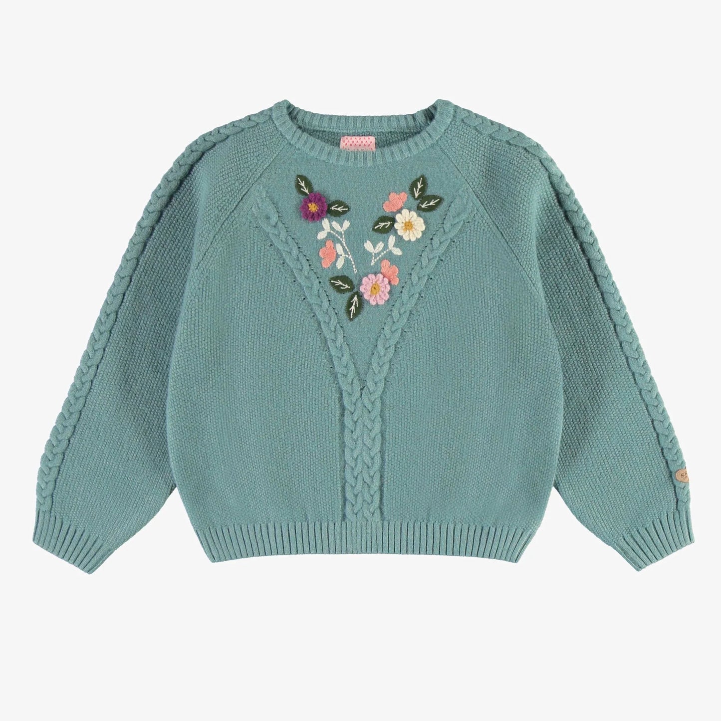 Ash Blue Floral Knit Sweater