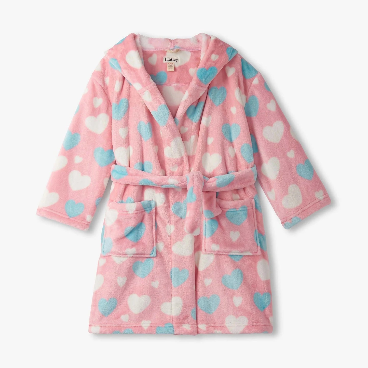 Pink robe with heart pattern on a white background