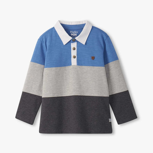 Blue and Gray Color Block Polo
