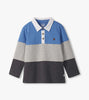 Blue and Gray Color Block Polo