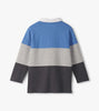 Blue and Gray Color Block Polo
