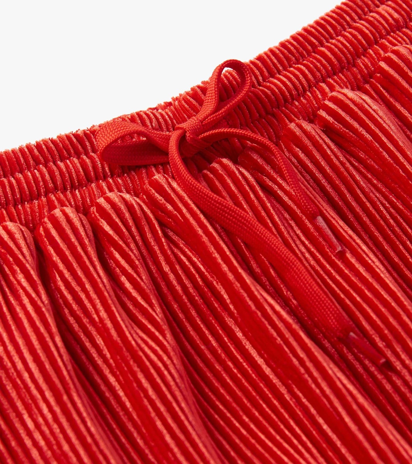 Red Pleated Velour Skirt