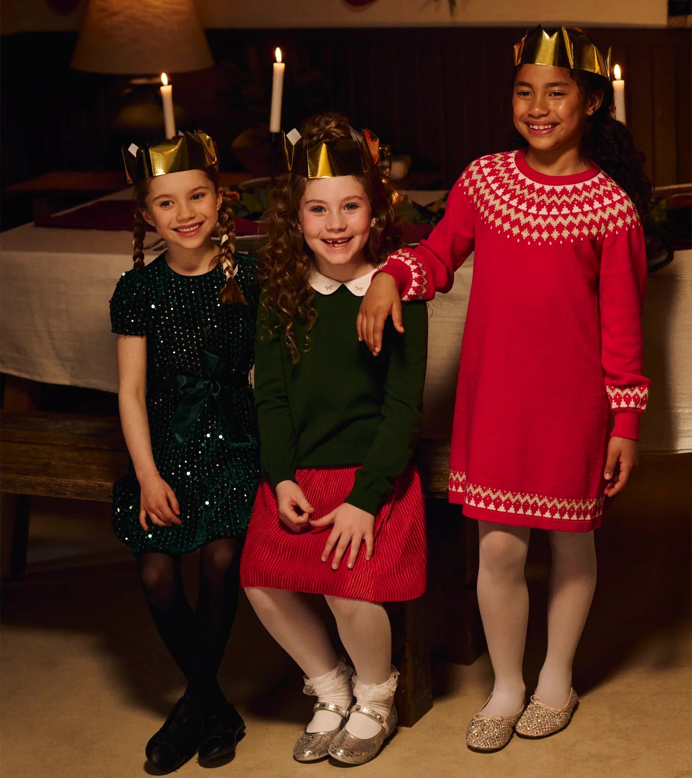 Red Fair Isle Swing Sweater Dress