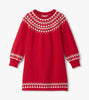 Red Fair Isle Swing Sweater Dress