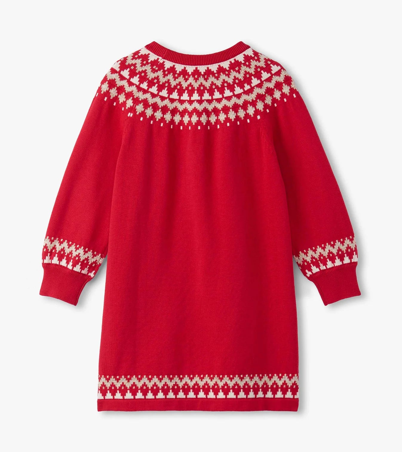 Red Fair Isle Swing Sweater Dress