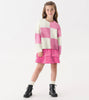 Pink Check Drop Shoulder Sweater