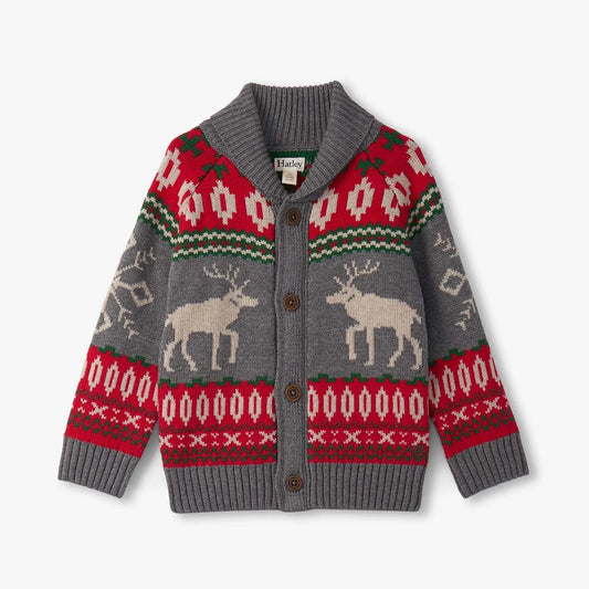 Grey Elk Shawl Collar Cardigan