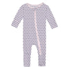 Baby footie zip pajama with purple violets