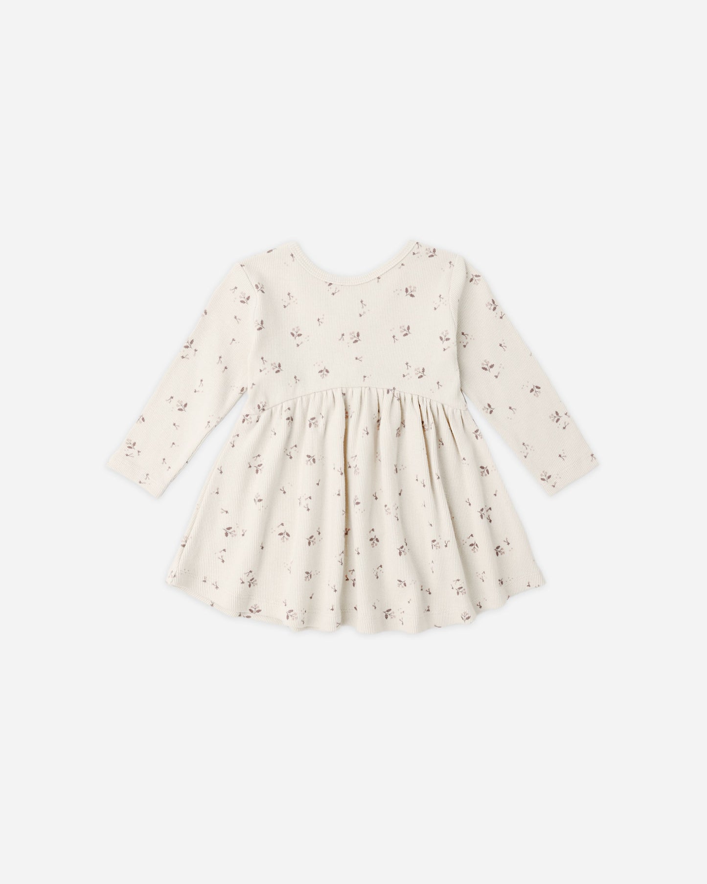 Fall Ditsy Ribbed Dress flat lay - Quincy Mae organic cotton ribbed swing dress, fall ditsy print