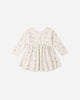 Fall Ditsy Ribbed Dress flat lay - Quincy Mae organic cotton ribbed swing dress, fall ditsy print