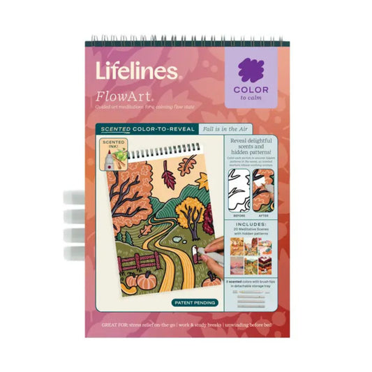 Calming color reveal pad with scented markers
