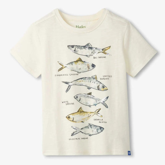 cream t-shirt with fish graphic