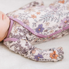 Floral baby knotted gown with purple trim on white