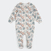 Pink and Blue wildflower print on white baby footie