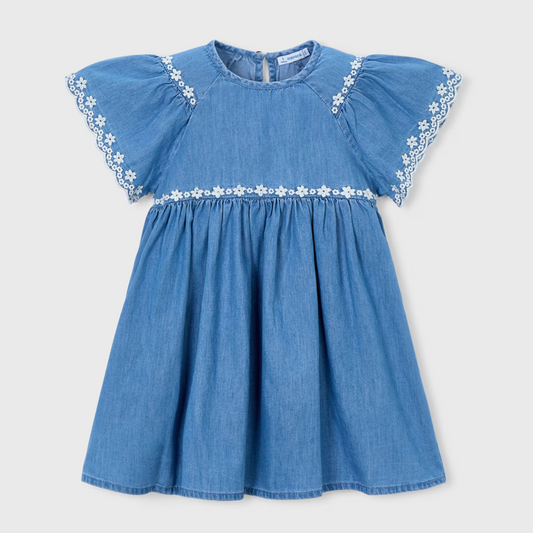 Floral Embroidered Denim Dress