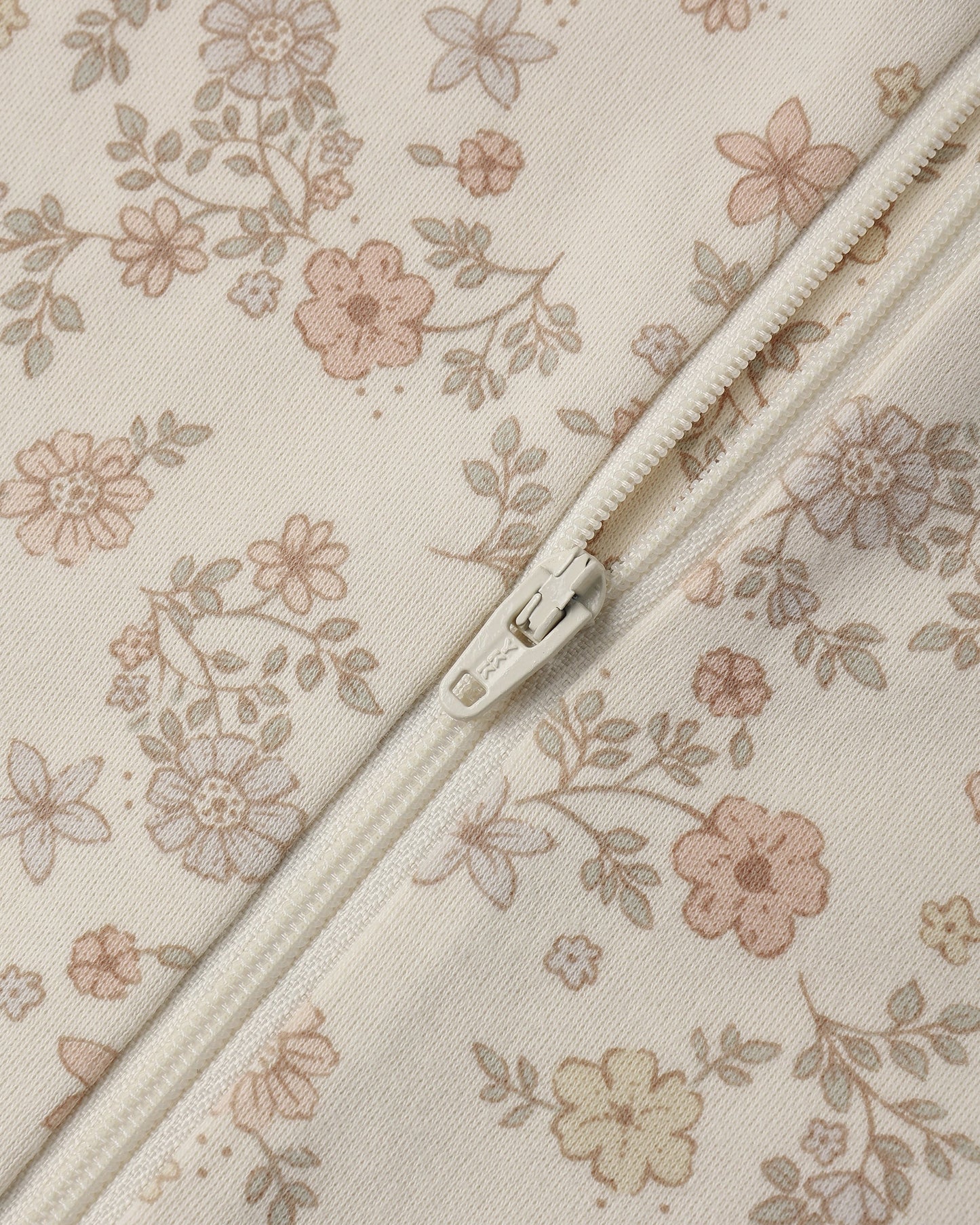 Floral Vine Zip Footie fabric and print close-up