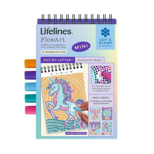 Lifelines FlowArt Mini packaging with colorful markers on a white background