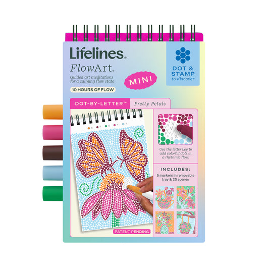 Lifelines FlowArt Mini art kit with markers and coloring book on a white background