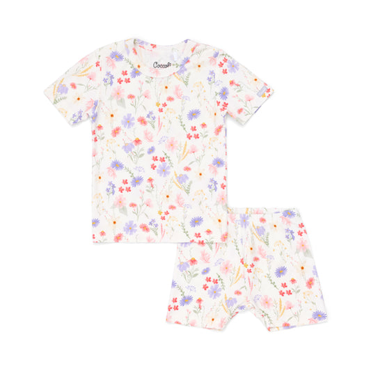 Floral short sleeve pajama set for girls