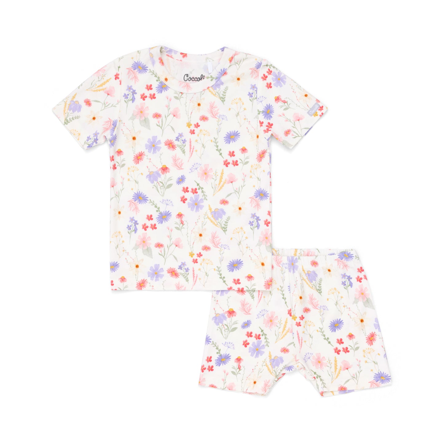 Floral short sleeve pajama set for girls