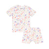 Floral short sleeve pajama set for girls