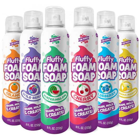 Colorful, fruity-scented fluffy foam soap for kids