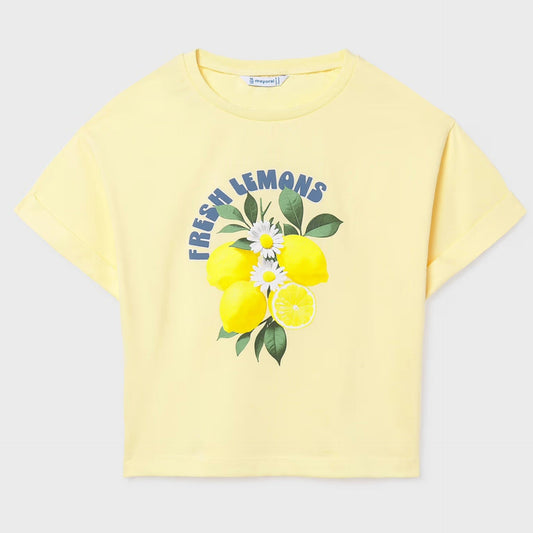 Yellow t-shirt with lemon graphic