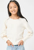 Ivory Rib Cuffed Knit Top