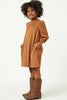 Camel Puff Sleeve Suede Dress