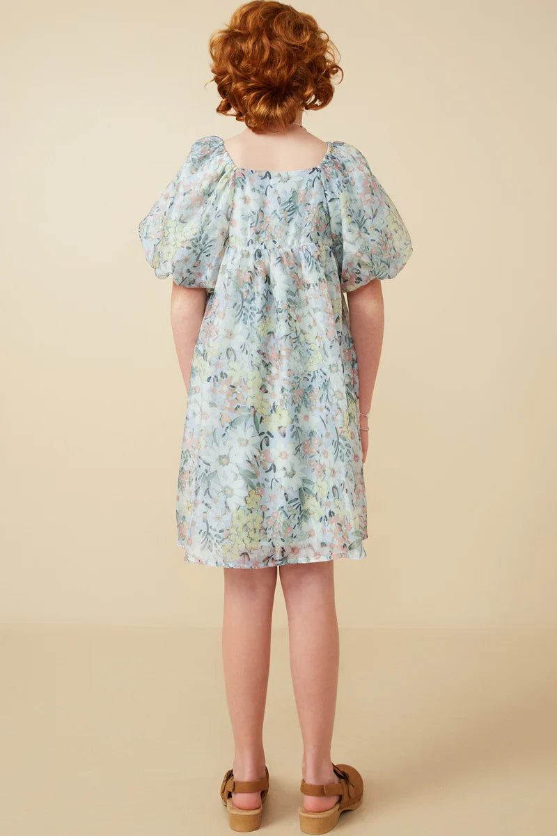 Floral Organza Puff Sleeve Dress