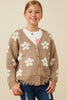 Taupe Flower Distressed Cardigan