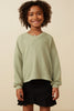 Fuzzy Sage Green V-Neck Top