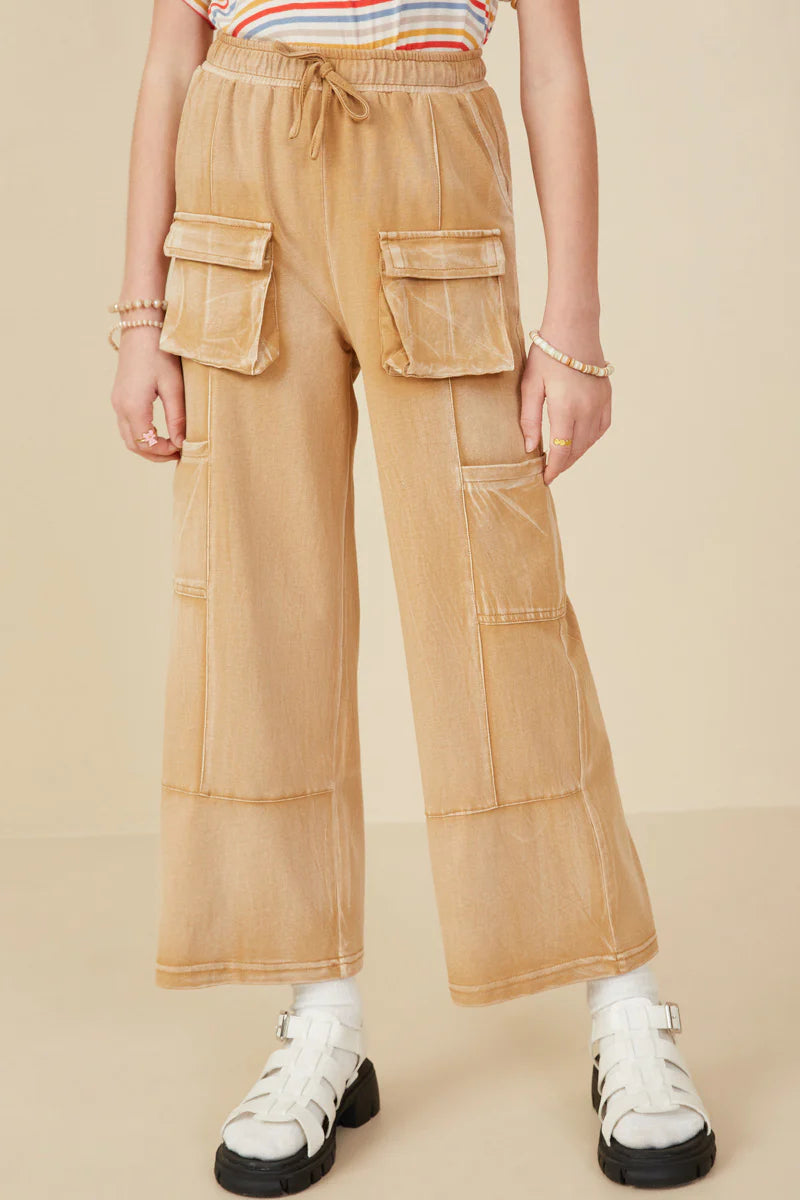 Mustard Cargo Wide Leg Pants