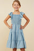 Light Denim Smocked Tencel Dress