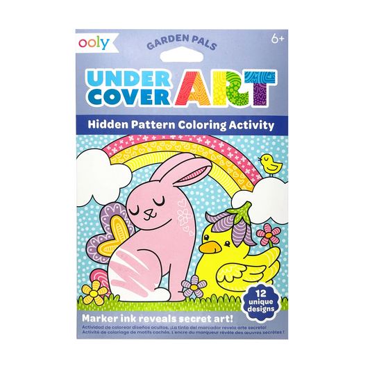 Packaging of Undercover Art hidden pattern coloring activity book with a rabbit and duck design.