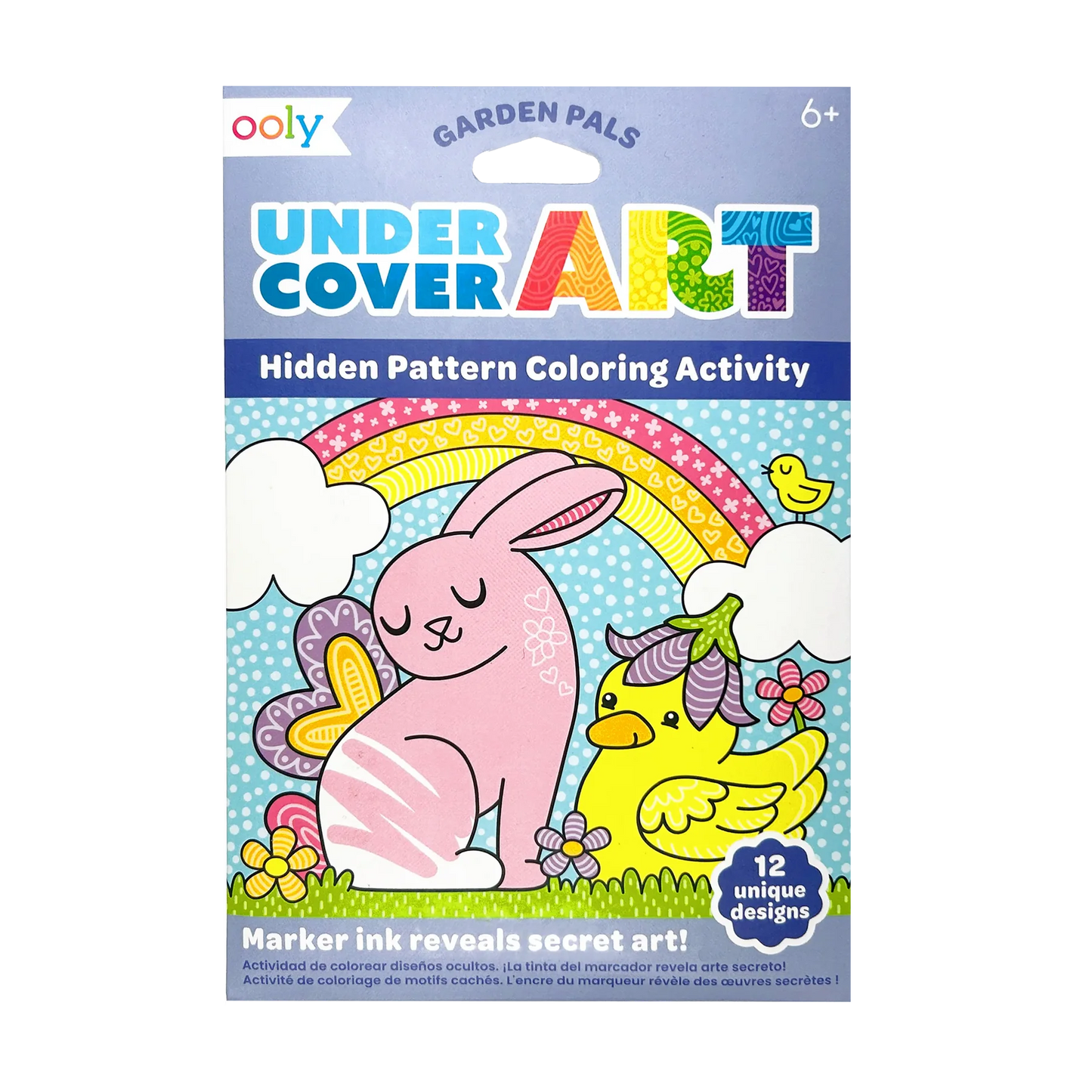 Packaging of Undercover Art hidden pattern coloring activity book with a rabbit and duck design.