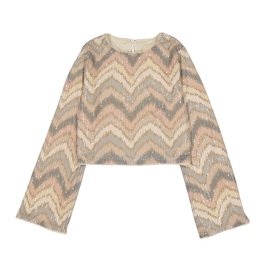 Chevron patterned sequin top
